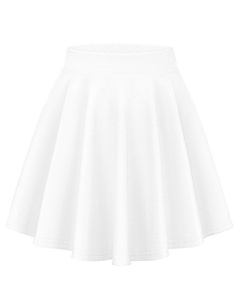 elescat Mini Skirts for Women Basic Skater Pleated Flowy High Waisted Casual Short Skirt(White, L) - Image 1