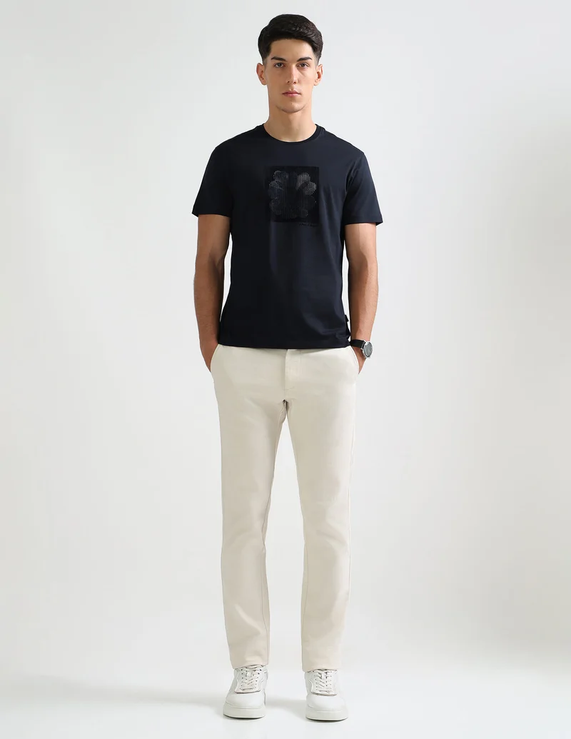 Arrow Navy Graphic Printed Pure Cotton T-Shirt for Men | Best Price UAE