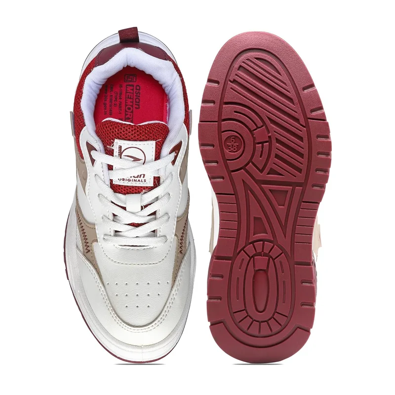 Asian Stylish White and Beige Sneakers for Women and Girls