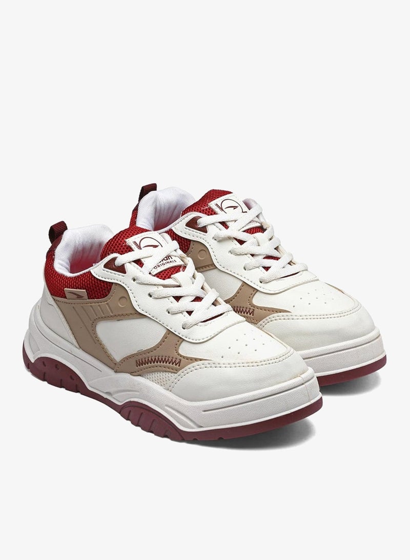 Asian Stylish White and Beige Sneakers for Women and Girls - Image 1