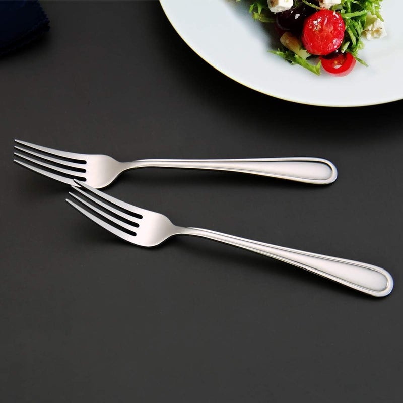 HISSF Salad Fork Set of 8 Piece, Stainless Steel Flatware Fork 7.0 Inch, Round Handle,Mirror Polishing, Dishwasher Safe - Image 4