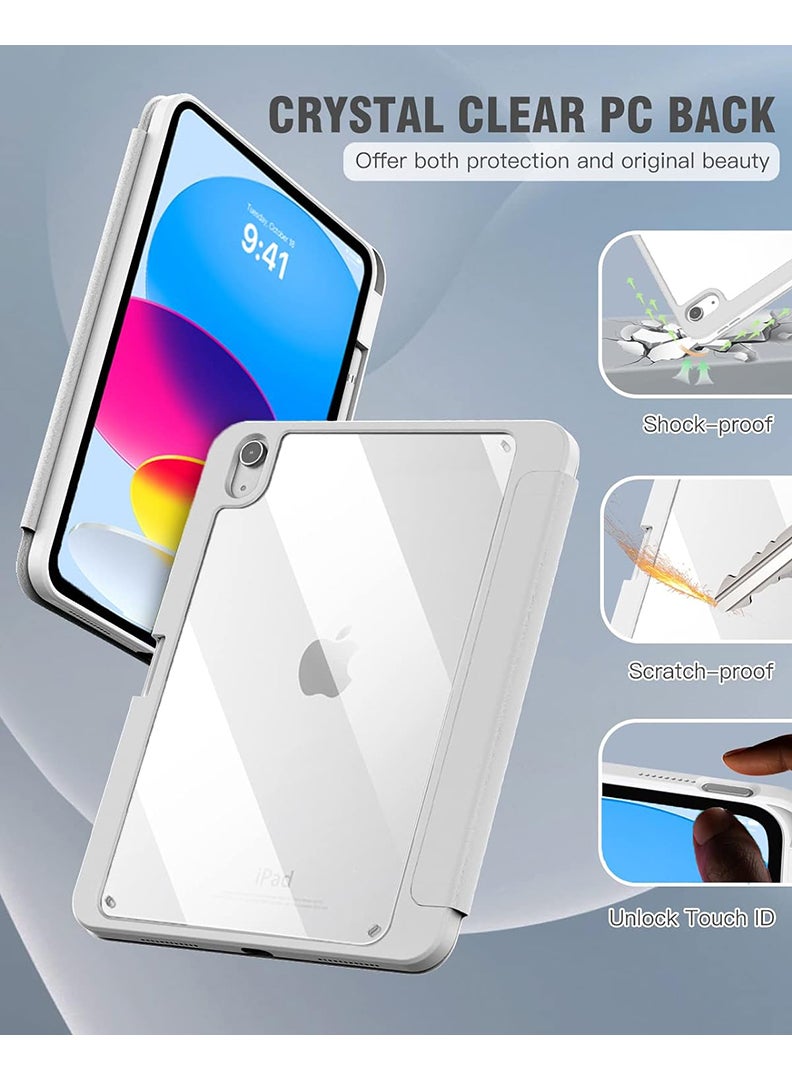 Theodor Hybrid Slim Case for iPad (A16) 11th Gen 11 Inch 2025/10th Gen 10.9 Inch 2022 Case with Pencil Holder, Shockproof Trifold Stand Protective Cover with Soft TPU Clear Back for iPad 11/ 10 Case, Auto Sleep/Wake Grey  - Image 3