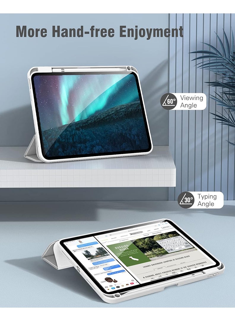 Theodor Hybrid Slim Case for iPad (A16) 11th Gen 11 Inch 2025/10th Gen 10.9 Inch 2022 Case with Pencil Holder, Shockproof Trifold Stand Protective Cover with Soft TPU Clear Back for iPad 11/ 10 Case, Auto Sleep/Wake Grey  - Image 4