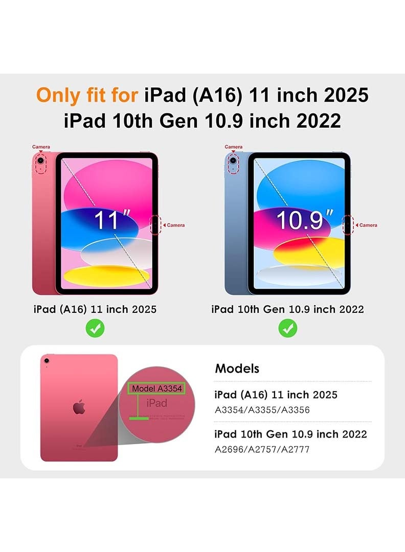 Theodor Clear Back Slim Case for iPad A16 11th Gen (2025) 11" & 10th Gen (2022) 10.9" – Shockproof Hybrid Protective Cover with Pencil Holder, Auto Sleep/Wake, Trifold Stand –Grey - Image 2