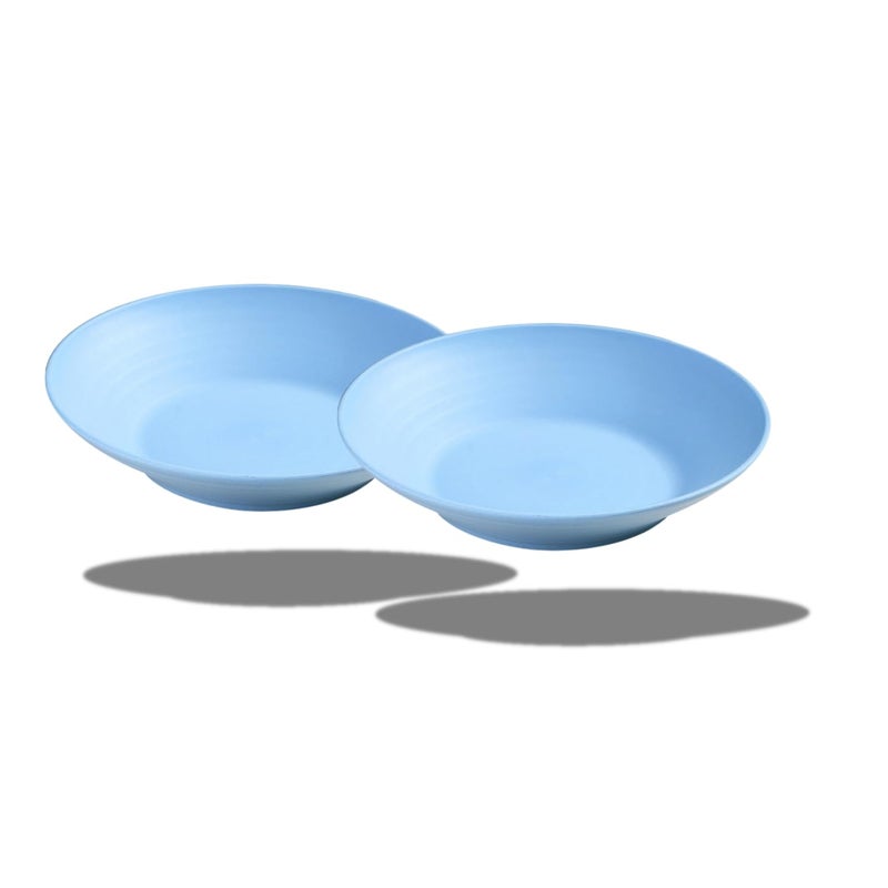 RoarCraft 9Inch Wheat Straw Bowls Set of 2 Salad Bowls Large Capacity Soup Bowls Unbreakable Serving Bowls Microwave Dishwasher Safe Bowls for Kitchen and Restaurants Kids Children Adult Blue - Image 1