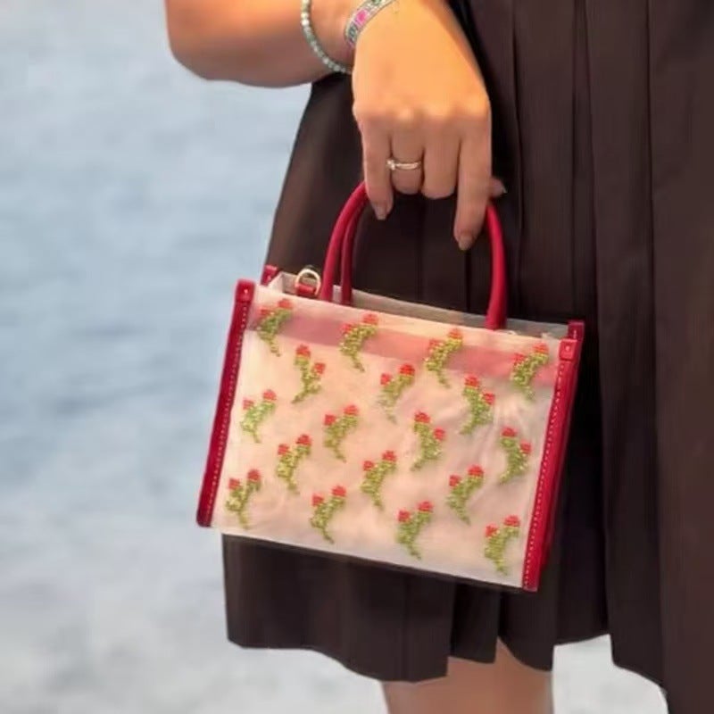 حقيبة كتف نسائية بتطريز صيني - Image 1