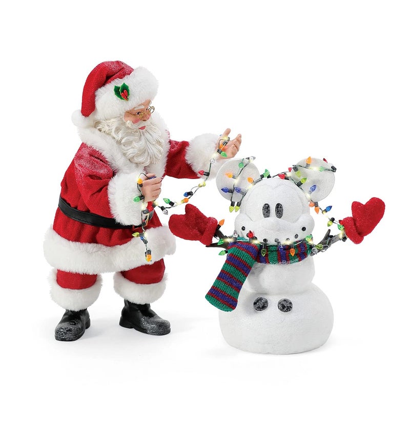 Department 56 Department 56 Disney by Possible Dreams Santa and Snowman Mickey Mouse Creating Magic Lit Figurine Set 10 Inch Multicolor