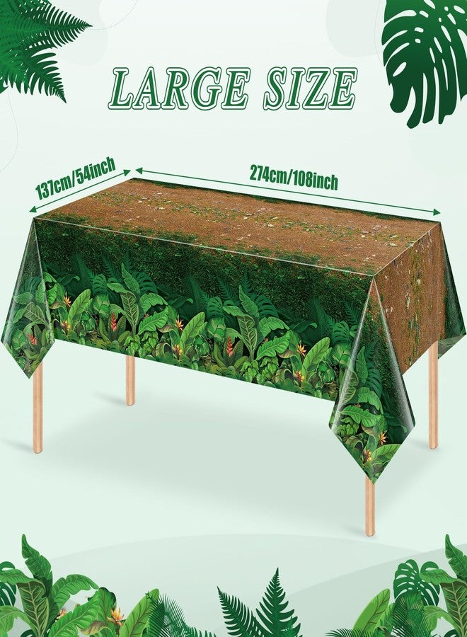 Jectivs 3Pcs Forest Path Plastic Tablecloths,Disposable Green Woodland Rectangle Table Cover for Dinosaur Picnic Camping Dining Bay Shower Birthday Safari Jungle Themed Party Decorations,54x108 Inch - Image 2
