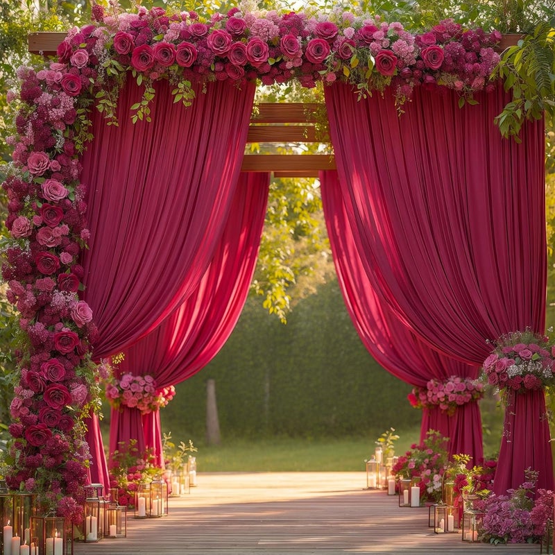 PARTISKY 16x10FT Burgundy Backdrop Curtains for Wedding Parties, Wrinkle Free Polyester Photography Backdrop Drapes for Wedding Baby Shower Birthday Parties Stage Background Stand Decorations 4x10ft,4 Panels - Image 5
