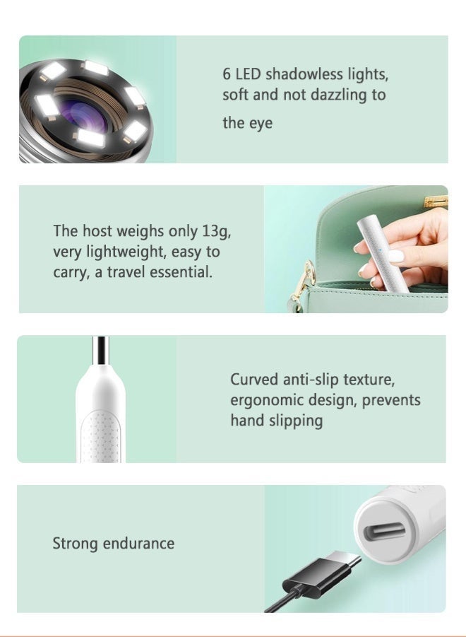 Razia Wireless Ear Cleaning Kit, Child-Safe Visual Ear Wax Removal Tool, Upgraded 2000W HD Otoscope with 6 LED Lights, Soft Silicone Ear Spoon, WiFi Smartphone Visual Ear Cleaner for iOS, Android, Black - Image 3