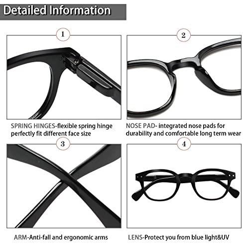 Kerecsen Reading Glasses 6 Pack Great Value Quality Readers Spring Hinge Color Glasses (6 colors mixed, 1.5, diopters) - Image 3