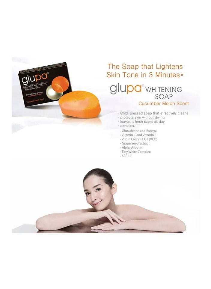 Glupa Skin Whitening Soap - Glutathione & Papaya, Cold-Pressed with Tiny White Complex & SPF 15 | Enriched with Vitamin E, Vitamin C