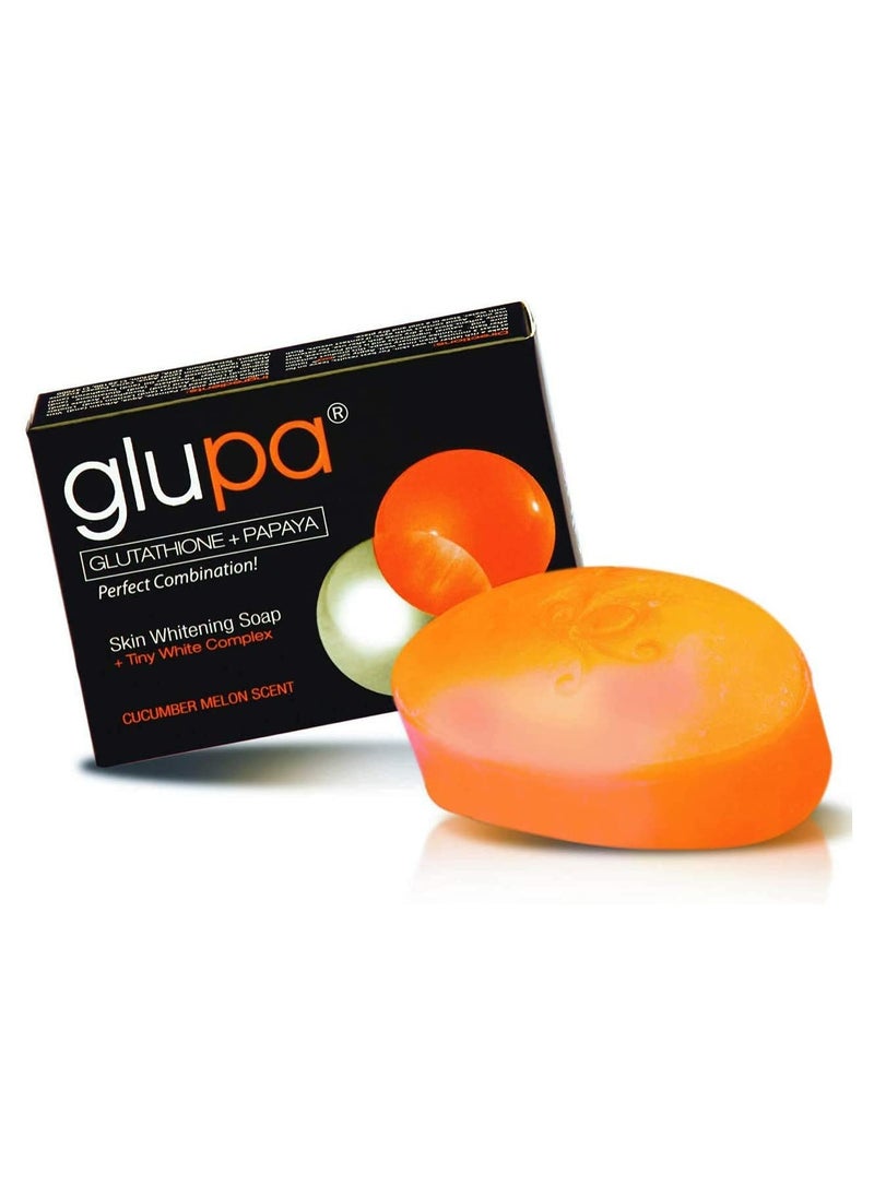 Glupa Skin Whitening Soap - Glutathione & Papaya, Cold-Pressed with Tiny White Complex & SPF 15 | Enriched with Vitamin E, Vitamin C