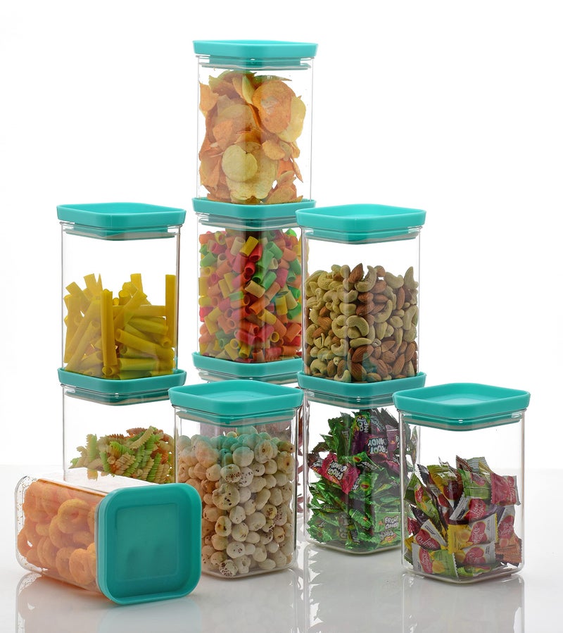 Entisia Plastic Push Kitchen Storage Containers, Multipurpose Square Shaped Kitchen Storage Jar Set, Transparent Unbreakable BPA Free Pantry Organizer with Push Cap Airtight Lid (1500ML-12 PCS) - Image 2