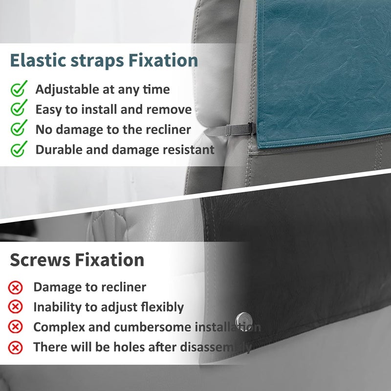 SCNK Recliner Headrest Protector-Faux Leather Headrest Covers for Recliners,Recliner Headrest Cover with Elastic Straps,Chair Headrest Covers for Recliners Protector 17 x 27 in(Ocean Blue) - Image 5