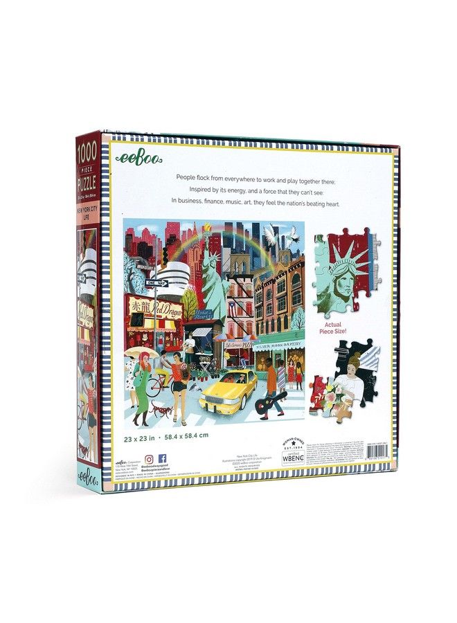 eeboo : Piece And Love New York Life 1000Piece Square Adult Jigsaw Puzzle Jigsaw Puzzle For Adults And Families Includes Glossy Sturdy Pieces And Minimal Puzzle Dust - Image 4