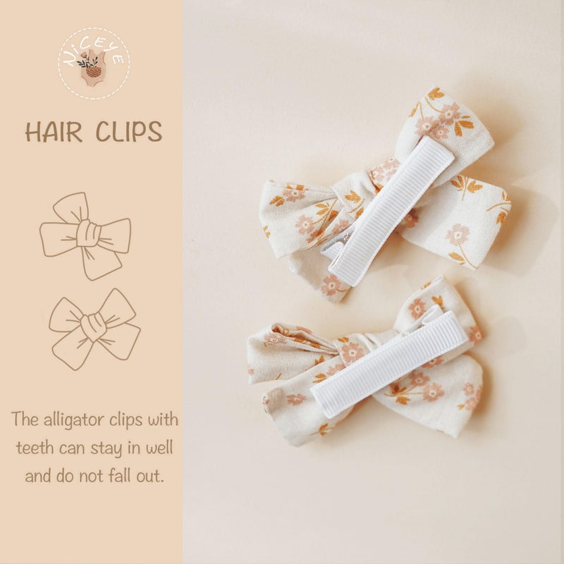 Niceye Baby Hair Clips - 24 Pcs Fully Lined Hair Bow Clips for Fine Hair Cotton Tiny Hair Barrettes for Infants, Toddlers, and Little Girls - Image 2