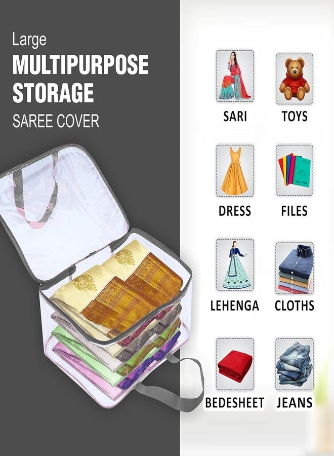 SSBC 5 Pack Nylon 30 L PVC Transparent Clothes Storage Bag for Saree Covers,Clothes, Lehenga, Blankets, Bedsheets, Toys, Docs|Wardrobe Organizer|Clear Storage Box Bag - Image 2