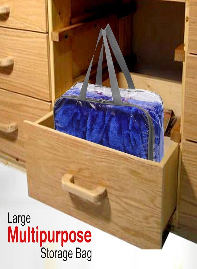 SSBC 5 Pack Nylon 30 L PVC Transparent Clothes Storage Bag for Saree Covers,Clothes, Lehenga, Blankets, Bedsheets, Toys, Docs|Wardrobe Organizer|Clear Storage Box Bag - Image 5