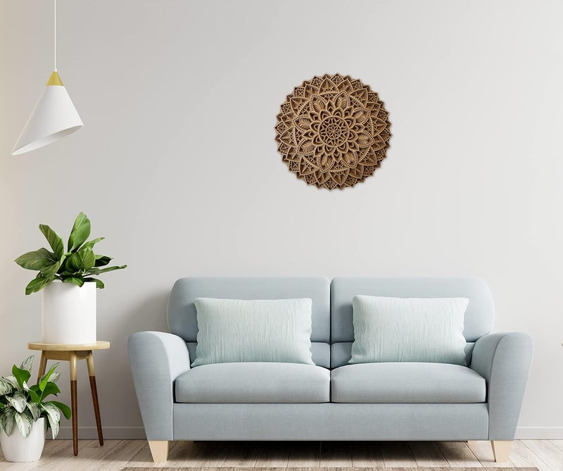 Gloridec 3D Laser Cut Decorative Mandala Wall Decor made of Engineered Wood Decorative Multi Layered Round Mandala Wall Art Living Room Wall Hanging GLDC Round Mandala 24 x 24 Inch - Image 3