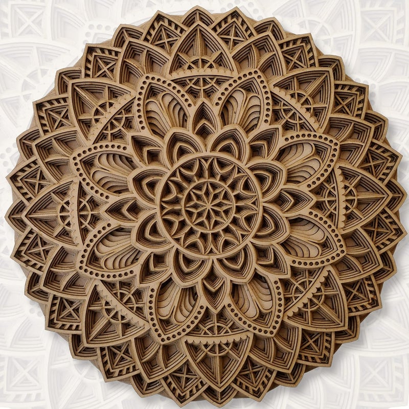 Gloridec 3D Laser Cut Decorative Mandala Wall Decor made of Engineered Wood Decorative Multi Layered Round Mandala Wall Art Living Room Wall Hanging GLDC Round Mandala 24 x 24 Inch - Image 2