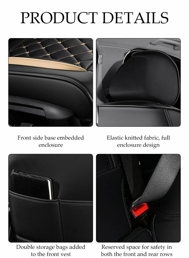DUNISO Car Seat Cover,Universal Fully Wrapped Seat Cushion, Artificial Leather Car Backrest Seat Cover, With Headrest and Lumbar Cushion，Wear Resistant And Anti Slip, Suitable For All Seasons, Suitable For Most Car Seats - Image 4