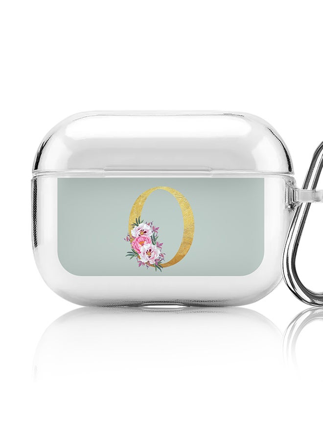 Stylizedd Classic Clear printed Case for Apple Airpods Pro Soft TPU Gel Thin Transparent Flexible Cover - Custom Monogram Initial Letter Floral Pattern Alphabet - O ( Light Green ) - Image 1