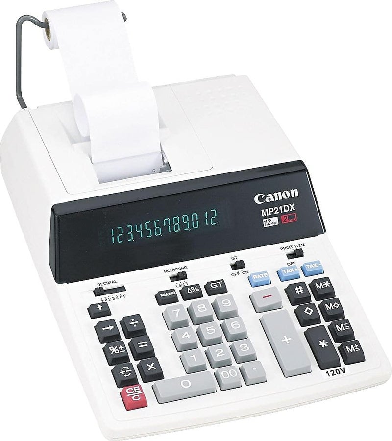 Canon MP21DX Desktop 12-Digit 2-Color Printing Calculator, Black/Red Print - Image 2