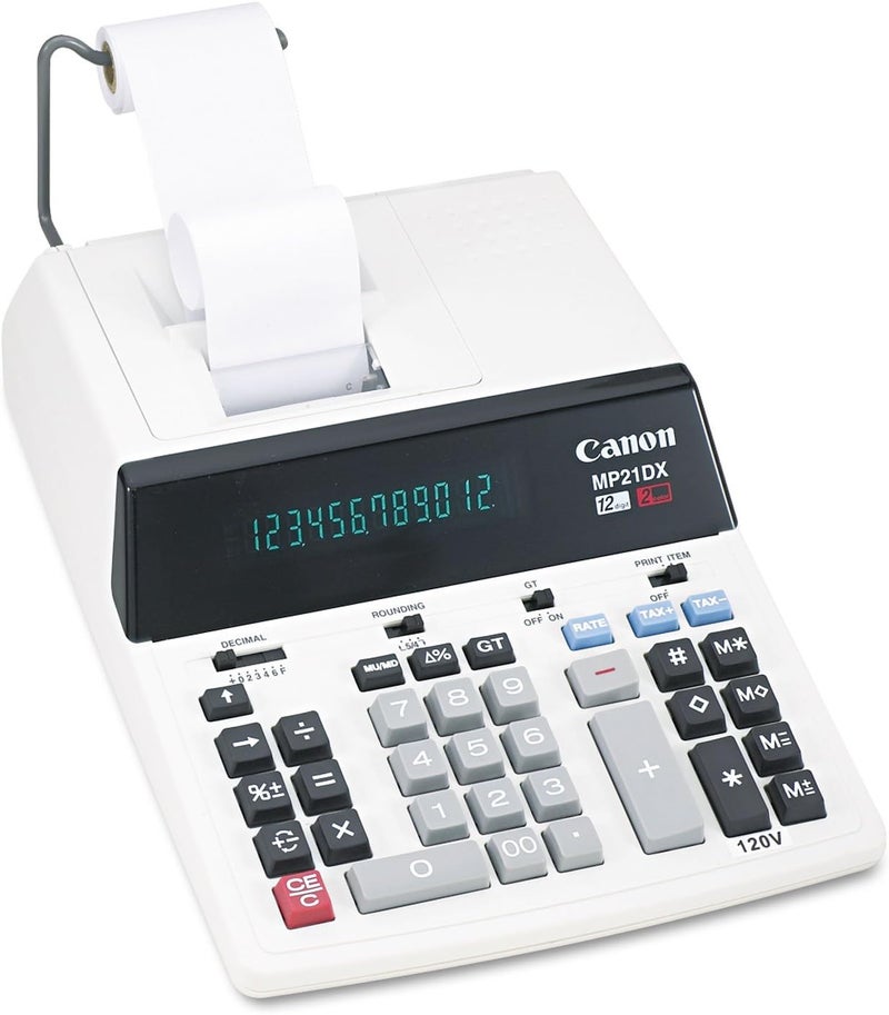 Canon MP21DX Desktop 12-Digit 2-Color Printing Calculator, Black/Red Print - Image 1