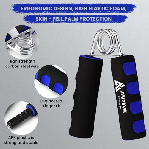 ANTINA Hard PVC Hand Grip For Exercise, Foam Hand Gripper For Strengthen, Blue - Image 2