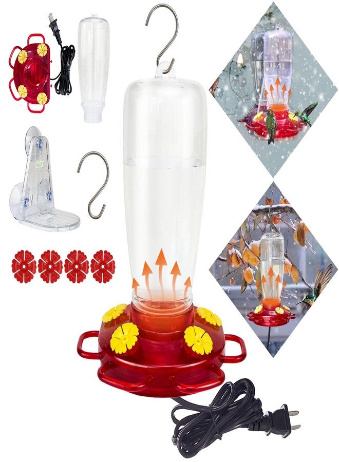 Lanathel Heated Hummingbird Feeders for Outdoors, 15 Ounces Plastic Heated Hummingbird Feeder for Winter, 2-in-1 Outdoors Hanging & Window Suction Cup Design with 4 Feeding Ports (1 Pack) - Image 1