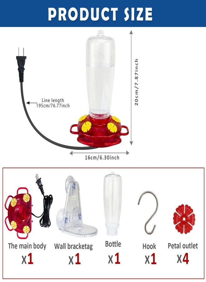 Lanathel Heated Hummingbird Feeders for Outdoors, 15 Ounces Plastic Heated Hummingbird Feeder for Winter, 2-in-1 Outdoors Hanging & Window Suction Cup Design with 4 Feeding Ports (1 Pack) - Image 2
