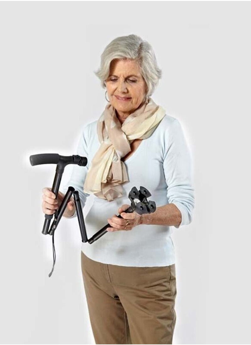 Ultimate - Folding Cane with Led Light, Adjustable Safety Crutch and Walking Sticks for Elderly, Injured, Best Hiking Poles And Camping Stick With Flashlight, Foldable Safety Stick And Flashlight A Perfect Combo - Image 1