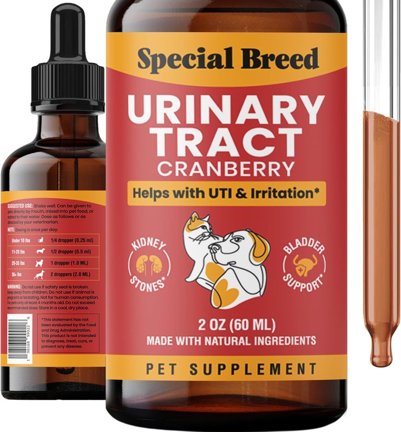 Special Breed علاج عدوى المسالك البولية للقطط والكلاب - مكمل التوت البري لعدوى المسالك البولية، دعم الكلى والمثانة، 2 أونصة - Image 1