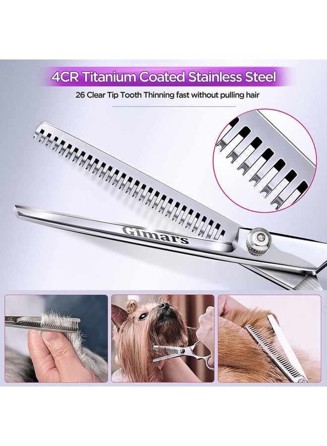 Gimars 6 in 1 Professional 4CR Stainless Steel Safety Round Tip Dog Scissors for Grooming, Heavy Duty Titanium Coated Pet Grooming Scissor for Dogs, Cats and Other Animals - Image 2