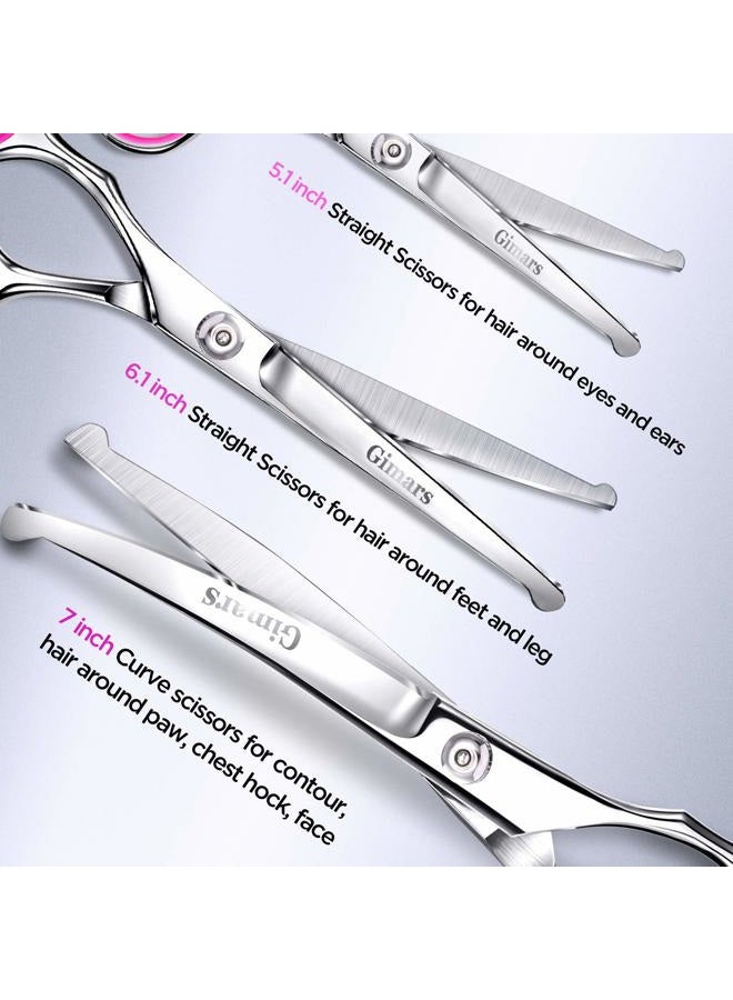 Gimars 6 in 1 Professional 4CR Stainless Steel Safety Round Tip Dog Scissors for Grooming, Heavy Duty Titanium Coated Pet Grooming Scissor for Dogs, Cats and Other Animals - Image 3