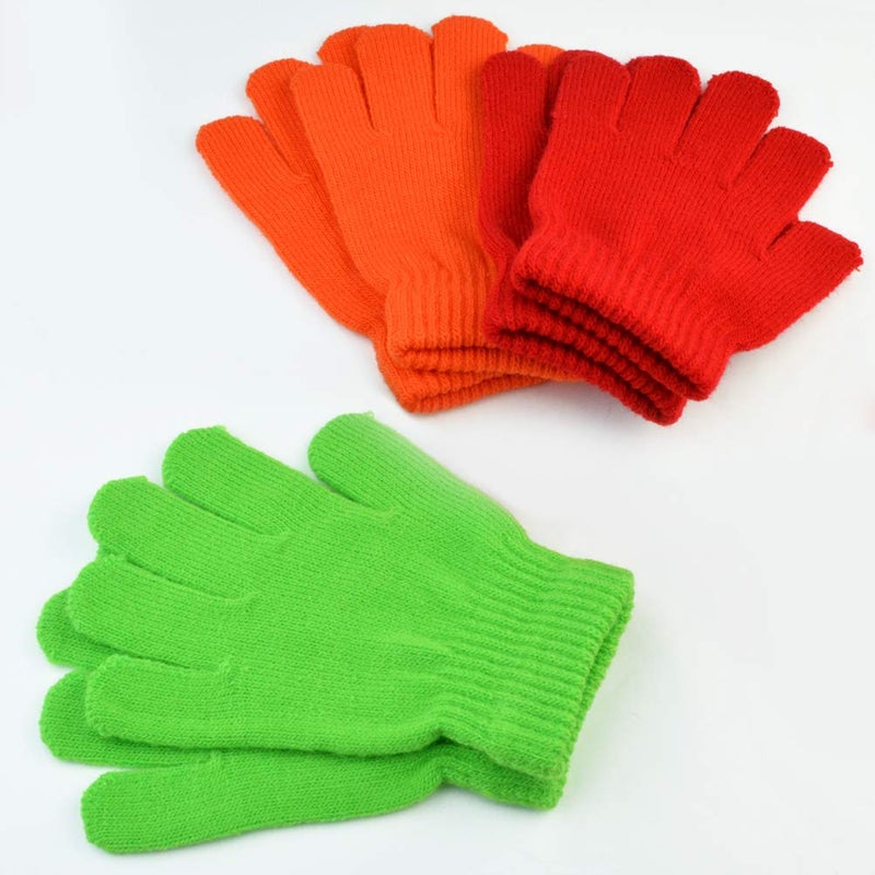 jiebor 12 Pairs Kids Warm Gloves Winter Gloves Knit Gloves for Kids Boys Girls Children Christmas Gift - Image 5