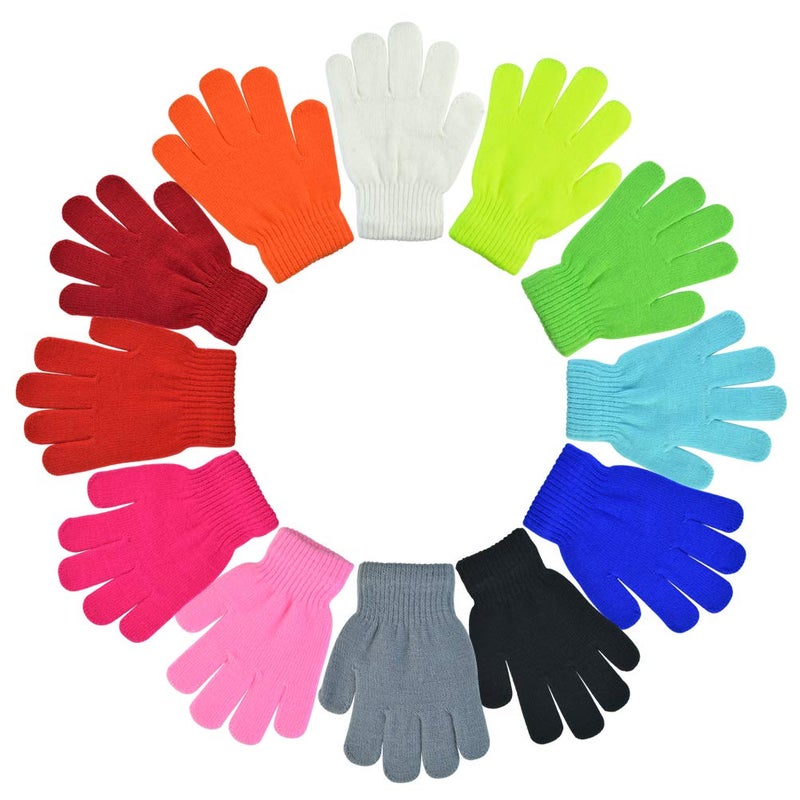 jiebor 12 Pairs Kids Warm Gloves Winter Gloves Knit Gloves for Kids Boys Girls Children Christmas Gift - Image 4