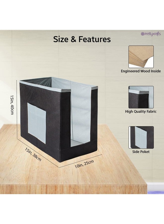 PrettyKrafts 1 Pc Non Woven Large Capacity Shirt Stacker / Foldable & Stackable Closet Wardrobe Cupboard Organizer / Foldable Storage Box / Multipurpose Clothes Organizer (Grey & Black, 25x38x40 cm) - Image 2