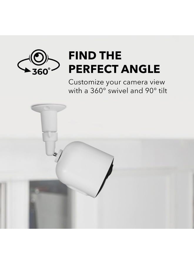 Wasserstein Adjustable Metal Wall Mount Compatible with Arlo Essential/XL Gen 2/Arlo Pro/2/3/4/Arlo Pro 5s/Ultra/Ultra 2 & Others - Ring Stick Up Cam Pro Battery, Wyze Cam Outdoor/Pan (2-Pack, White) - Image 3