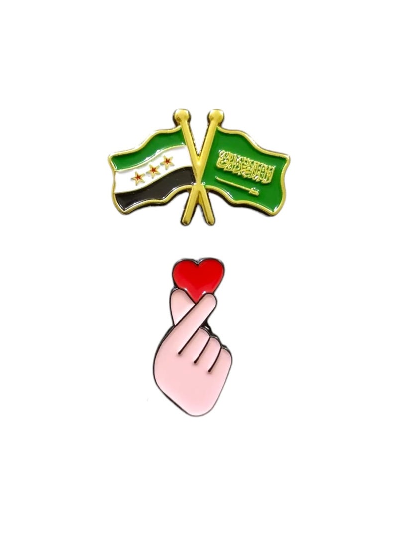 A sticker that combines the Saudi and Syrian logos with a heart, suitable for all types of mobile phones  two pieces . - Image 2