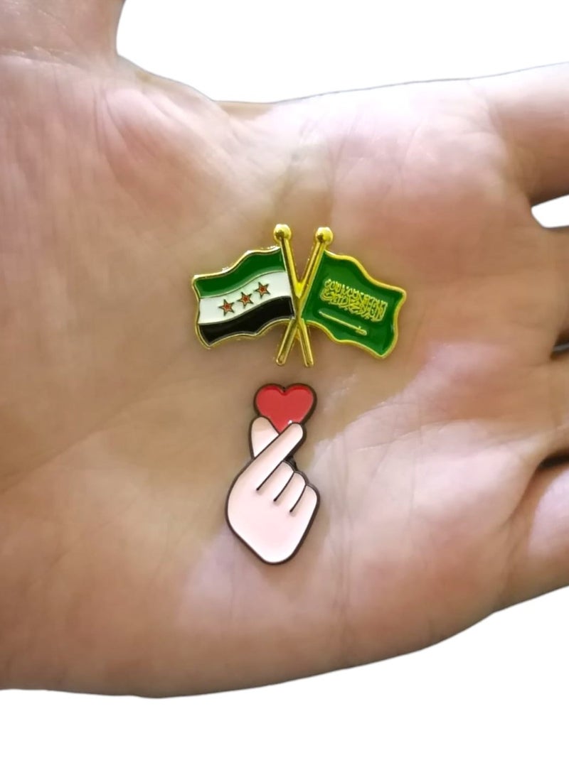 A sticker that combines the Saudi and Syrian logos with a heart, suitable for all types of mobile phones  two pieces . - Image 1