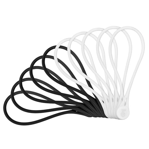 Cable Matters 10Pack Ultra Strong Silicone Magnetic Cable Ties Magnetic Cord TiesZipTiesCord Organizer Black and White