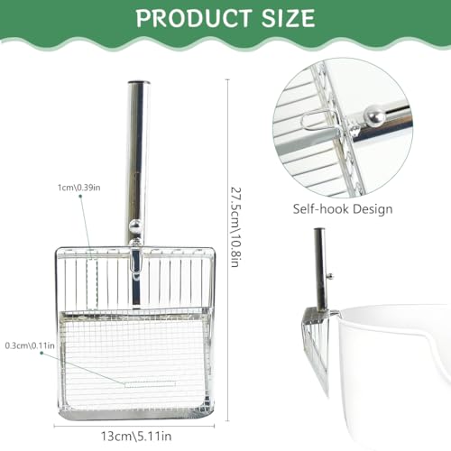 Qpets® Cat Litter Scoop, Full Metal Sieve Litter Scoop for Clumping Clay Cat Litter Push & Pull Design Cat Litter Scoop (Dual Size Gap: 0.3cm/1cm) - Image 2