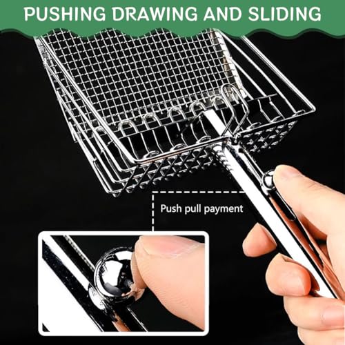 Qpets® Cat Litter Scoop, Full Metal Sieve Litter Scoop for Clumping Clay Cat Litter Push & Pull Design Cat Litter Scoop (Dual Size Gap: 0.3cm/1cm) - Image 5