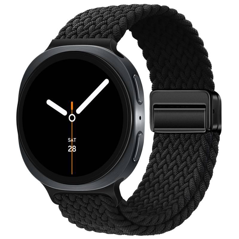 سوار ساعة ذكية سوار نايلون حلقي متوافق مع Samsung Galaxy Watch 8 بملاءمة قابلة للتعديل وحزام بديل للاستخدام اليومي باللون أسود قابل للتعديل - NADI - Image 5