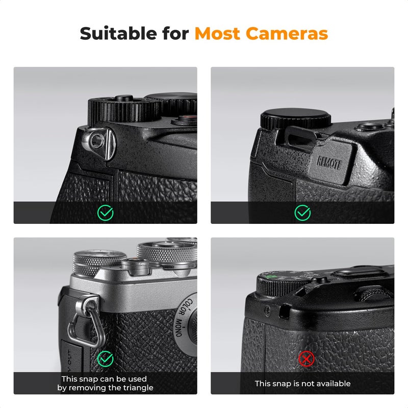 K&F Concept حزام عنق كاميرا K&F CONCEPT، حزام كتف كاميرا من نايلون بطول 100 سم مع حلقة O لكاميرا DSLR - أسود - Image 3