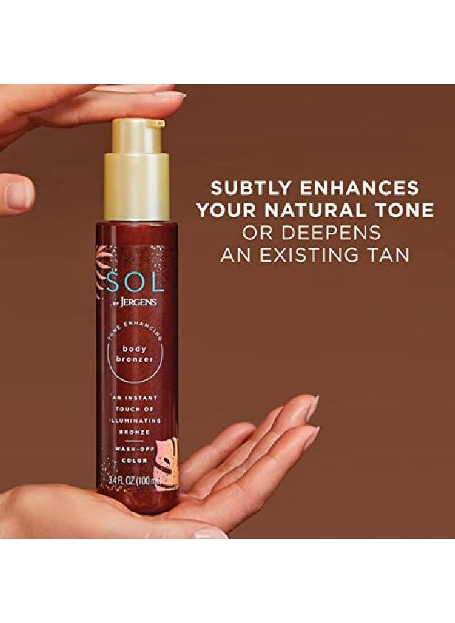 Jergens - Sol By Self Tanner Body Bronzer For All Unique Skin Tones Sunless Tanning Washoff Luminous Body Bronzer Naturallooking Selfbronzer And Tan Intensifier For Instant Bronze 34 Ounce - Image 1
