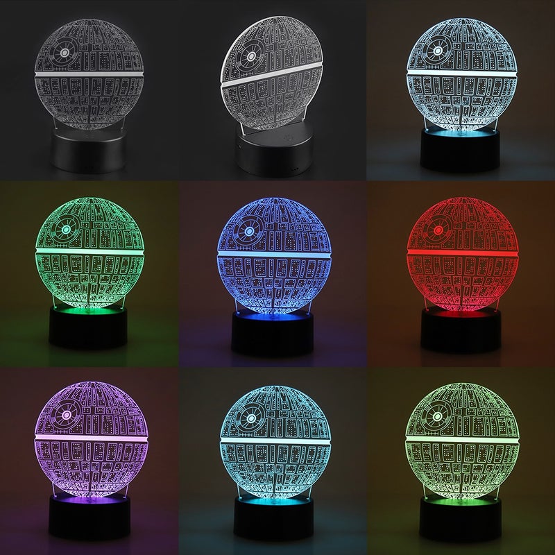 Night Light ABS Base Holder Planet Pattern Lamp Touch Switch (Black without Remote Control) - Image 5