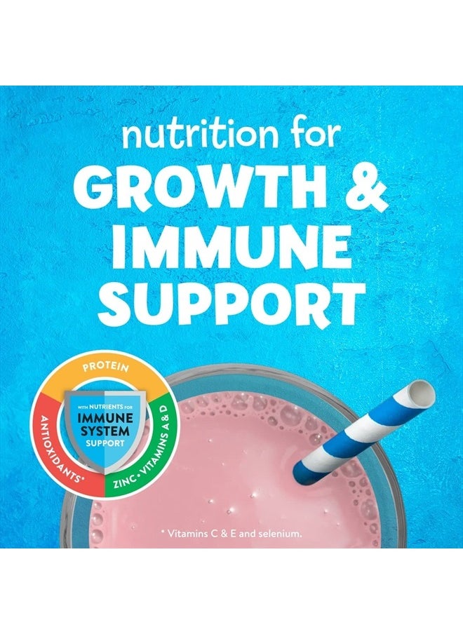 Pediasure - مسحوق مزيج شيك PediaSure Grow & Gain with Immune Support Shake، 23 فيتامين ومعادن، 6 جرام بروتين، يساعد الأطفال على اللحاق بالنمو، خالٍ من الكائنات المعدلة وراثيًا، خالٍ من الجلوتين، فراولة، علبة 14.1 أونصة، 3 علب - 24 وجبة - Image 1